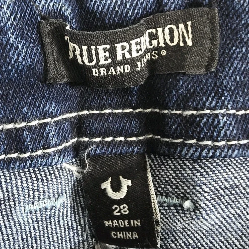 New True Religion Denim Cargo SN Straight Jeans Medium Blue Wash 28 600723